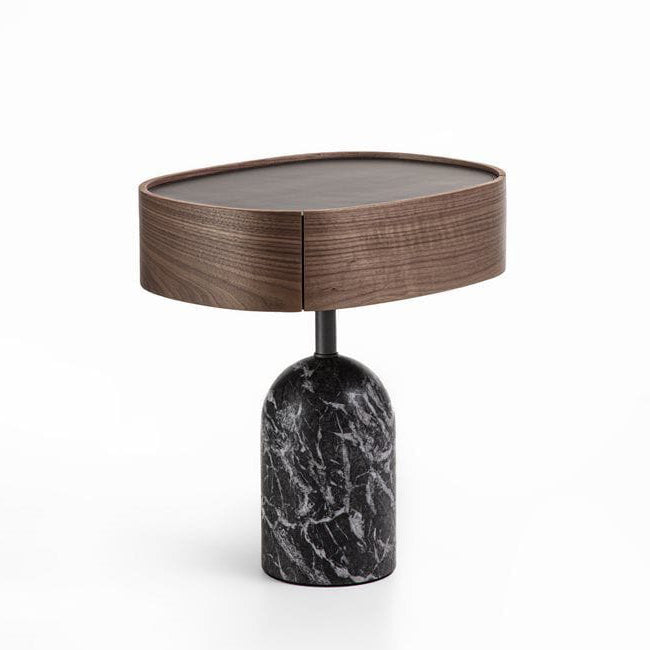 EKERO NIGHT - Marble and wood bedside table.