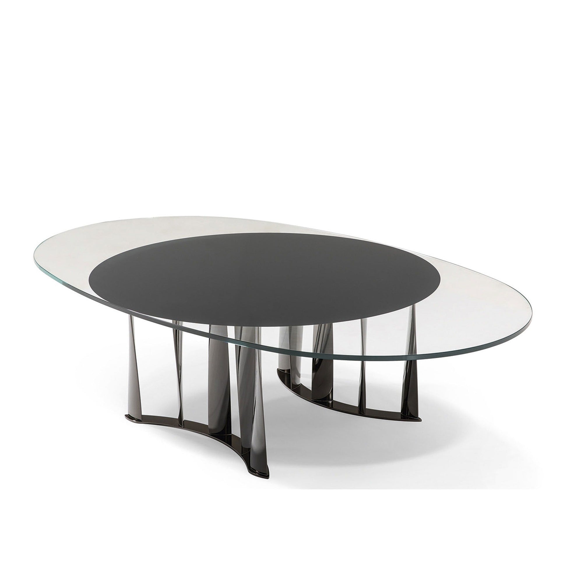 Boboli - Oval Glass Top Coffee Table with Semicircle Base.