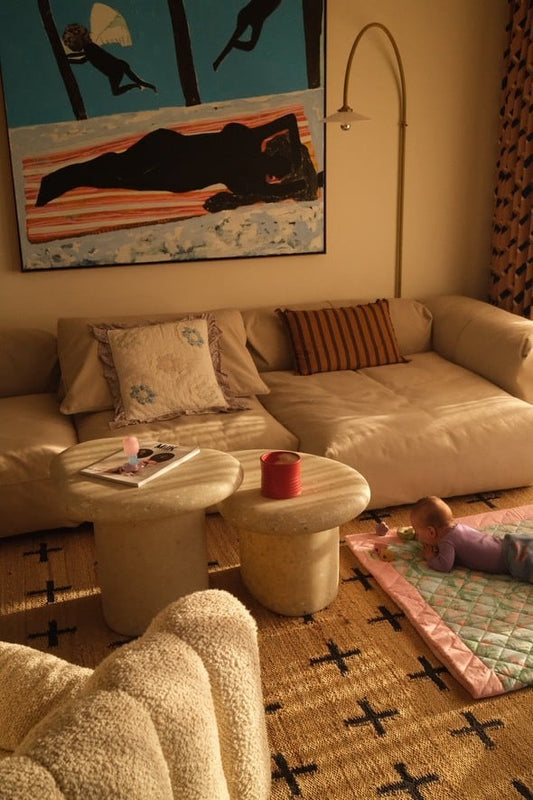 Marine coffee table, 50 cm, faded white
