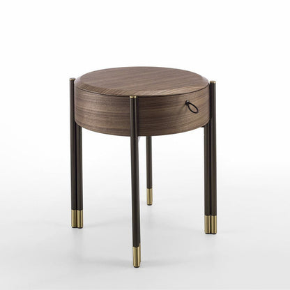 BAYUS TONDO 44 - Round walnut bedside table.