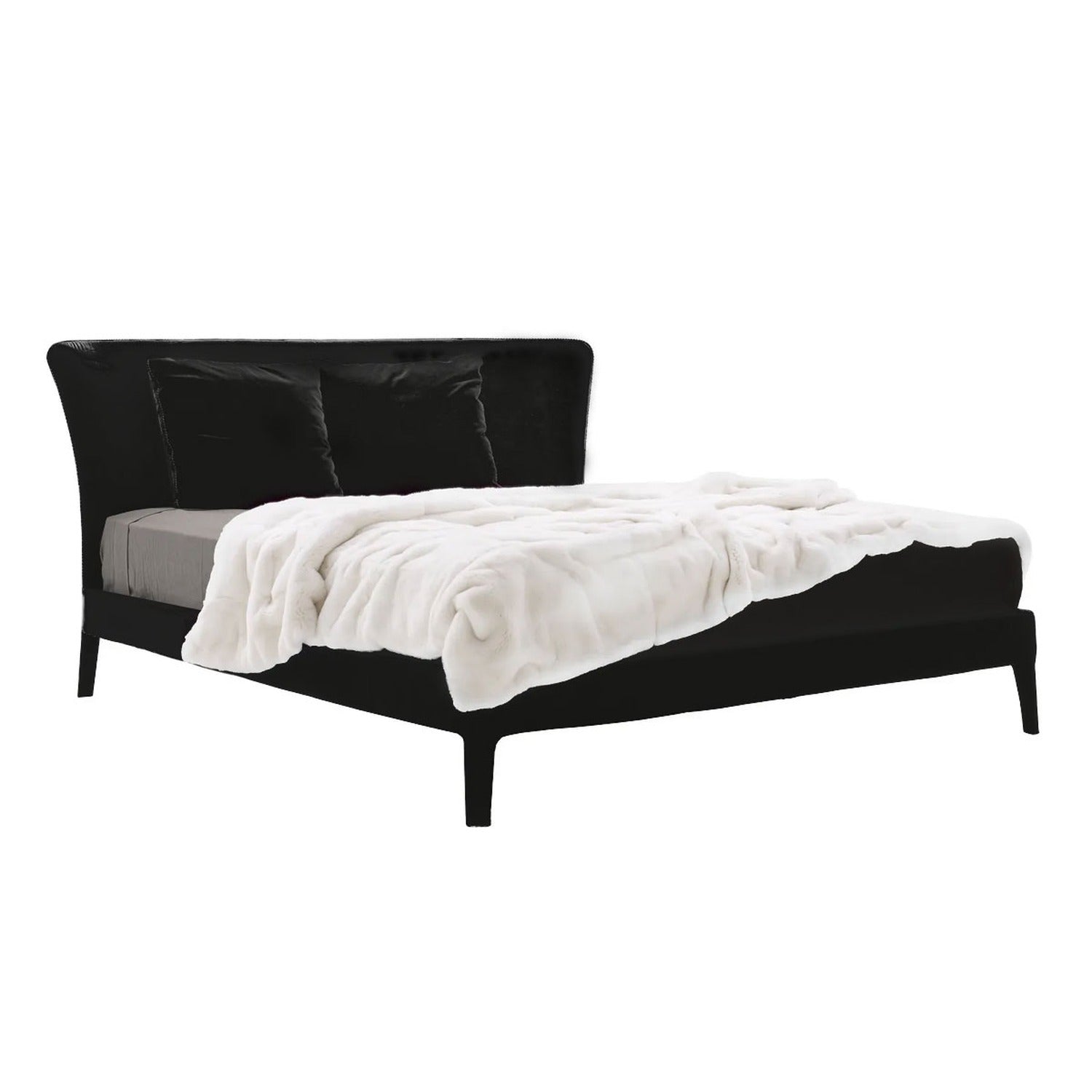 Maxalto FEBO bed with upholstered headboard — black leather