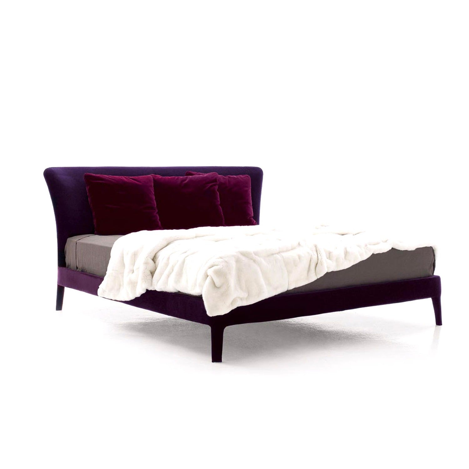 Maxalto FEBO bed with upholstered headboard — purple velvet