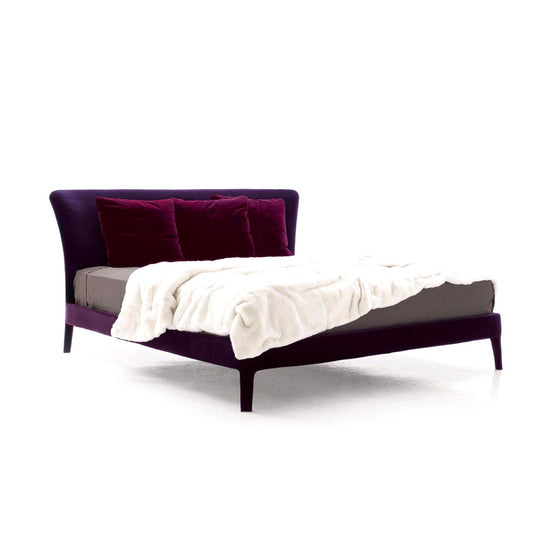 Maxalto FEBO bed with upholstered headboard — purple velvet