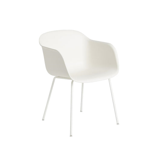 Fiber Dining Chair w. Armrests and Tube Base by Muuto #White