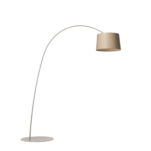 TWIGGY WOOD - LED arc floor lamp with metal base and oak lampshade.