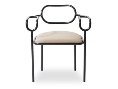 01 CHAIR - Upholstered iron chair with armrests.