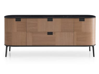 TESAURUS - Wooden sideboard with flap doors (Request Info).