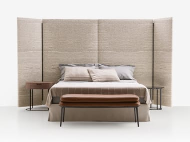 DIKE - Fabric double bed with high headboard (Request Info).