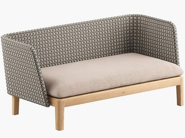 CALYPSO LOUNGE - 2 seater synthetic fibre and teak garden sofa (Request Info).