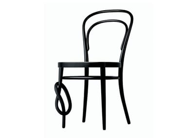 214 K - Solid wood chair with knot.