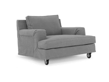 ABERDEEN - Upholstered fabric armchair with armrests (Request Info).