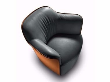 AIDA - Tanned leather armchair with armrests (Request Info).
