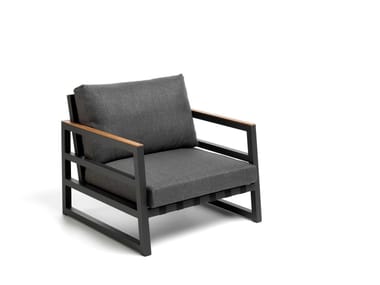 ALABAMA ALU - Sled base fabric Outdoor fireside chair (Request Info).