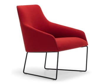 ALYA BU1539 - Sled base fabric easy chair with armrests (Request Info).