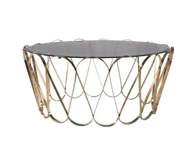AQUARIUS - Round Glass and Stainless Steel coffee table for living room (Request Info).