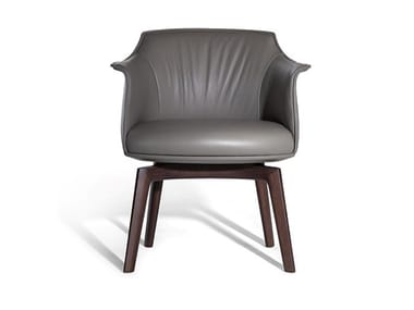 ARCHIBALD - Swivel upholstered leather easy chair with armrests (Request Info).