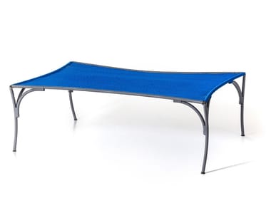 ARCO - Steel and polyethylene threads handwoven coffee table (Request Info).