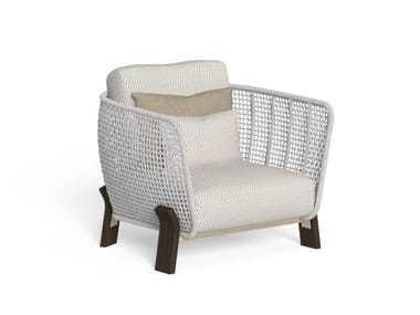 ARGO-WOOD - Fabric garden armchair with armrests (Request Info).
