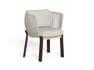 ARGO-WOOD - Upholstered fabric garden chair with armrests (Request Info).