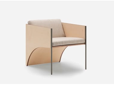 ARK - Wood veneer easy chair with armrests (Request Info).