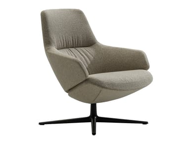 ASTON CLUB - Fabric armchair with 4-spoke base with armrests (Request Info).