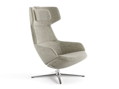 ASTON CLUB - Wing fabric armchair with 4-spoke base with armrests (Request Info).