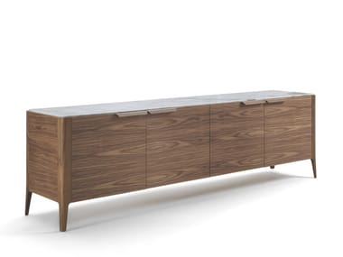 ATLANTE 4 - Walnut sideboard with doors and marble top (Request Info).