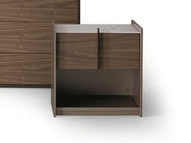 AUREO - Rectangular walnut bedside table with drawers (Request Info).