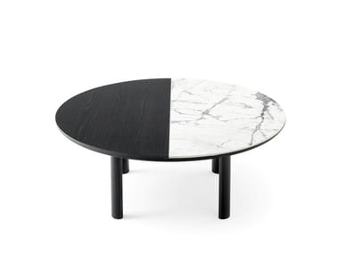 BAM - Round wood veneer and ceramic coffee table (Request Info).