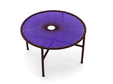 BANJOOLI - Steel and polyethylene threads handwoven coffee table (Request Info).