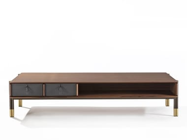 BAYUS - Low rectangular coffee table in canaletta walnut (Request Info).