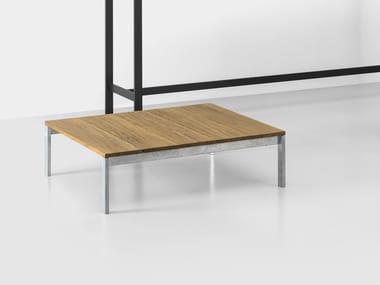 BE-EASY SLATTED - Square teak garden side table (Request Info).