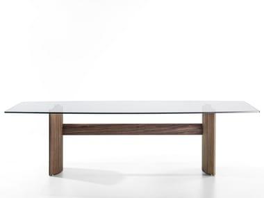 BEAM - Rectangular wood and glass table (Request Info).