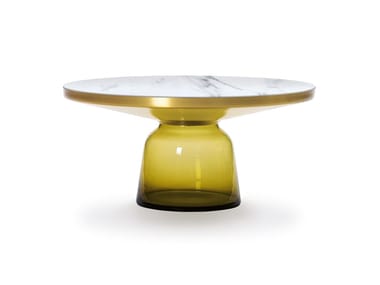 BELL COFFEE TABLE BRASS - Round brass and glass coffee table (Request Info).