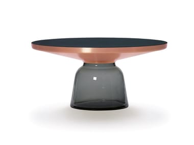BELL COFFEE TABLE COPPER - Round copper and glass coffee table (Request Info).