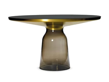 BELL HIGH TABLE - Round brass and glass table (Request Info).