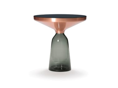 BELL SIDE TABLE COPPER - Round copper and glass side table (Request Info).