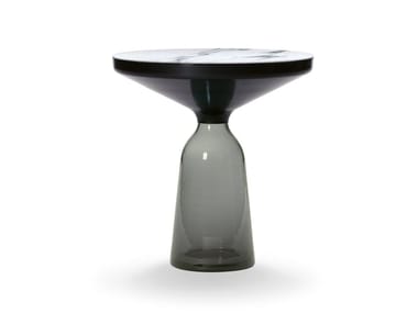 BELL SIDE TABLE STEEL - Glass and steel side table.
