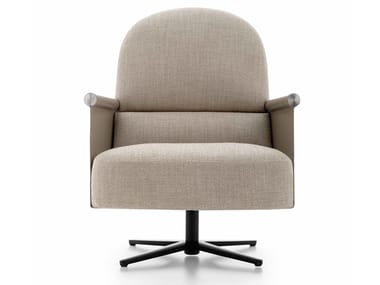 BEYL - Swivel fabric armchair with 4-spoke base with armrests (Request Info).