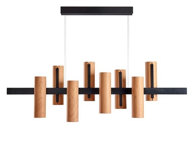 BLACK NOTE KEYS - Wood veneer and metal pendant lamp (Request Info).