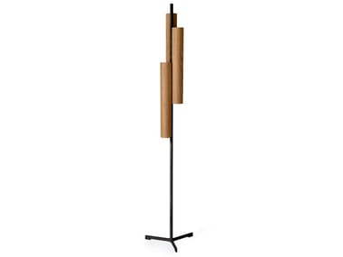 BLACK NOTE TRIPLET - Handmade wood veneer and metal floor lamp (Request Info).