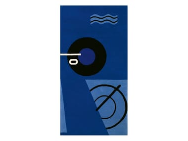 BLUE MARINE - Rectangular wool rug with geometric shapes (Request Info).