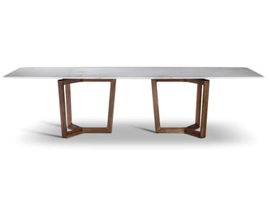 BOLERO RAVEL - Rectangular wooden and marble table (Request Info).