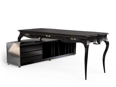 BOULEVARD DIAMOND - Rectangular wooden writing desk with bookcase (Request Info).
