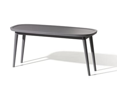 BRICK 247/248 - Wood and marble oval coffee table (Request Info).