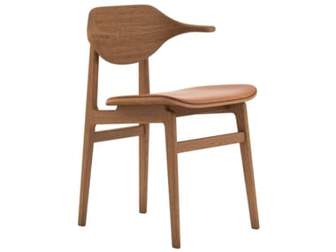 Buffalo - Contemporary style open back wooden chair with armrests with footrest (Request Info).