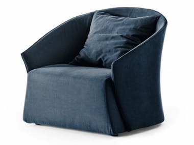BUSTIER - Fabric armchair with removable cover with armrests (Request Info).