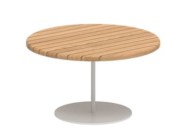 BUTLER - Round teak garden side table (Request Info).
