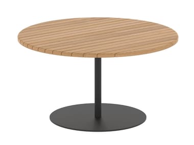 BUTLER - Round teak high side table (Request Info).