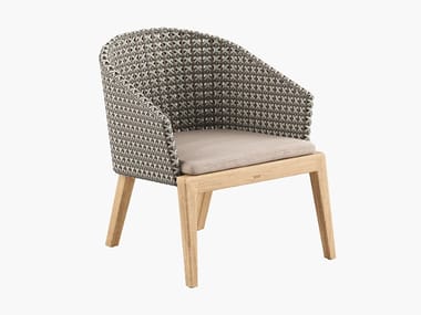 CALYPSO - Garden synthetic fibre ant teak easy chair with armrests (Request Info).